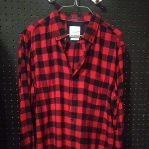 Denim and Flower Slim Fit Red Flannel